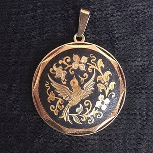 Large Damascene Floral Pendant